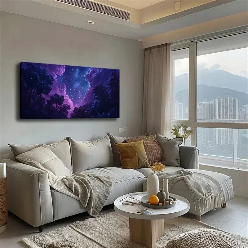 Thick Clouds Also Dyed Purple Wall Art Canvas Office Home Room Framed 120x60cm