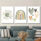 3pcs Abstract bohemian neutral sun rainbow Metal Print Ready to Hang Art