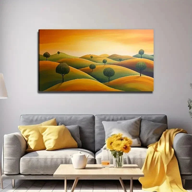 Mountain Landscape Modern Wall Art Canvas Office Home Room Framed 80x45cm