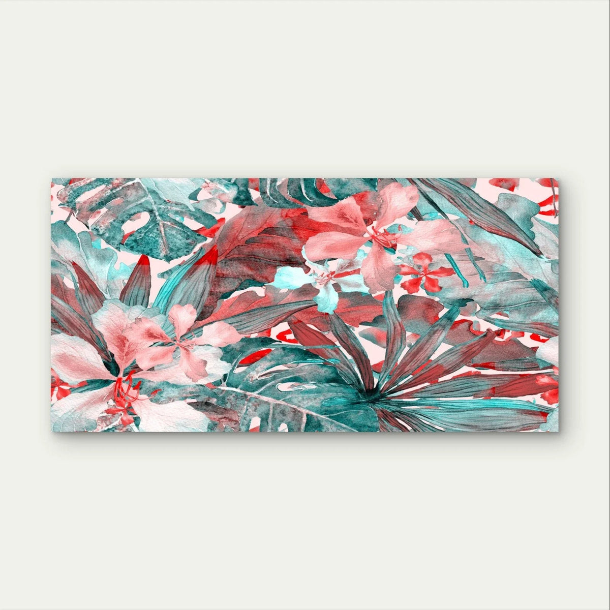 Tropical Floral and Palm Leaves Wall Art Canvas Office Home Framed 120x60cm
