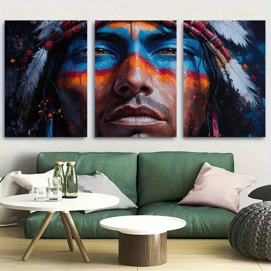 3pcs Legendary Native American Figure Metal Print Ready to Hang Art