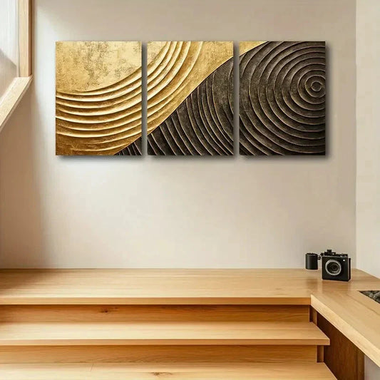 3pcs Luxurious Soft Curve Design Metal Print Ready to Hang Art