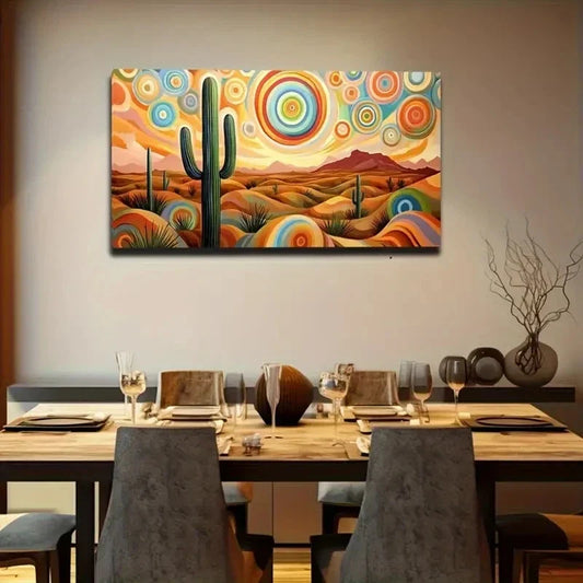 Desert Oasis Cactus Sky Wall Art Canvas Office Home Room Framed 120x60cm