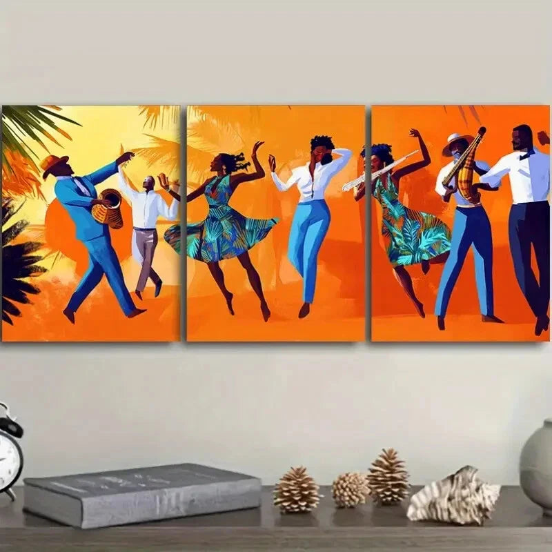 3pcs Fashionable African American Wall Art Set Canvas Framed 40x60cm - High Quality Print 100% Australian Made Wall Canvas Ready to Hang