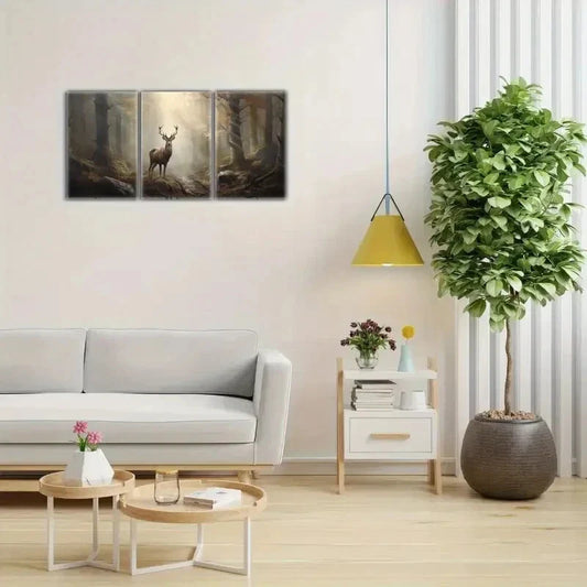 3pcs The Forest, Animal Portrait Art Poster Metal Print Ready to Hang Art