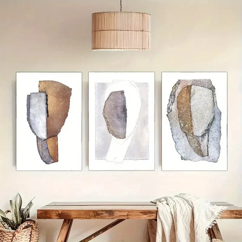 3pcs Decor Minimalist Abstract Art Stylish Metal Print Ready to Hang Art