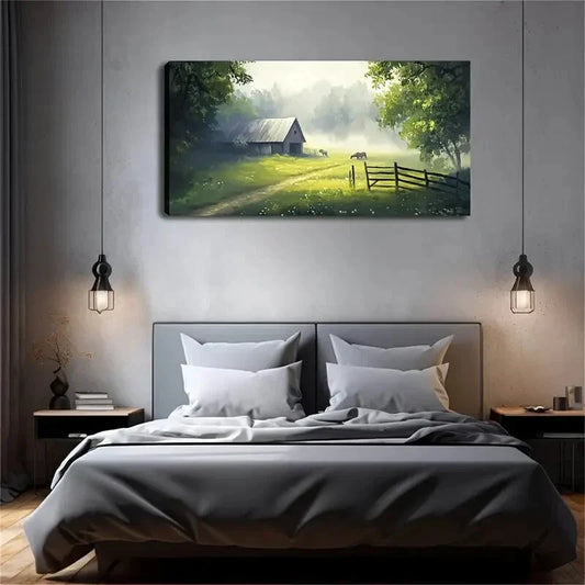Two Horses Are Leisurely House Wall Art Canvas Office Home Room Framed 120x60cm