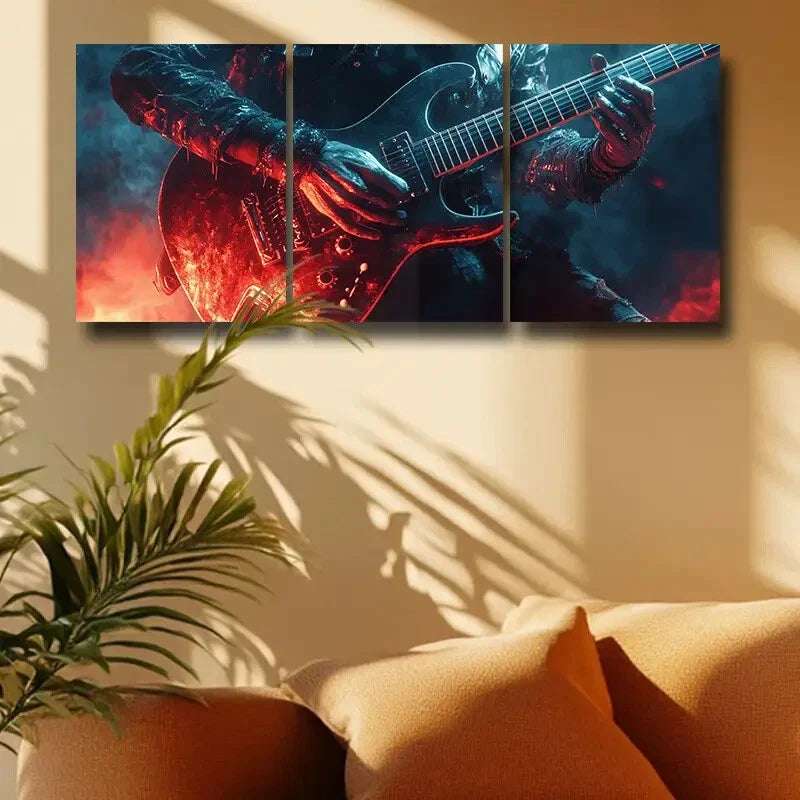 3pcs Guitarist Design Metal Print Ready to Hang Art