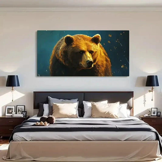 Realistic Wildlife Deco Bear Wall Art Canvas Office Home Room Framed 120x60cm