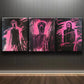 3pcs Abstract Pink Themed Neon Skeletons Metal Print Ready to Hang Art