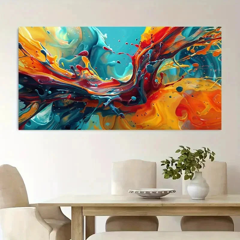 Vibrant Colorful Fluid Wall Art wall canvas office home room framed 120x60cm
