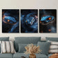 3pcs Fantasy Snakes with Neon Glow Metal Print Ready to Hang Art