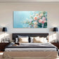 Peach Design On A Blue Backdrop Wall Art Canvas Office Home Room Framed 120x60cm
