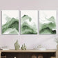 3pcs Abstract Green Mountain Watercolor  Metal Print Ready to Hang Art