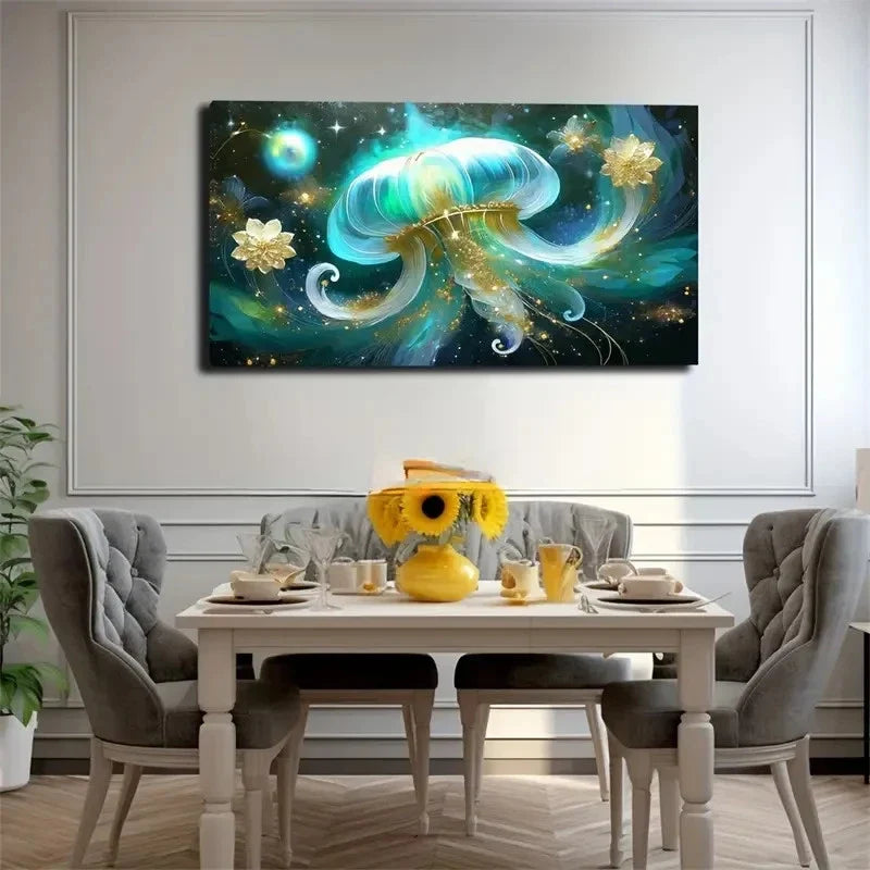 Eye-Catching Jellyfish Modern Wall Art Canvas Office Home Room Framed 120x60cm