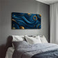 Dark Blue Golden Lines Elements Wall Art Canvas Office Home Room Framed 120x60cm