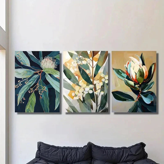 3pcs Abstract Floral Design Depicting Beautiful Metal Print Ready to Hang Art
