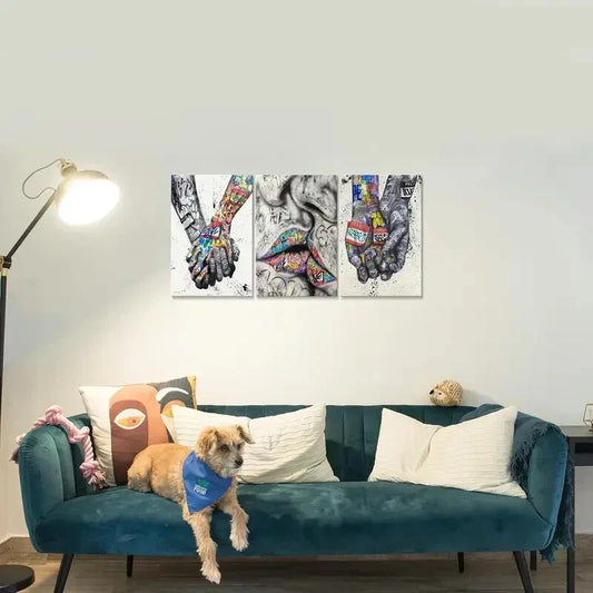 3pcs Colorful Kiss Posters Popular Metal Print Ready to Hang Art
