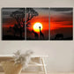 3pcs Beautiful Sunset Crimson Sky Forest And Deer Metal Print Ready to Hang Art