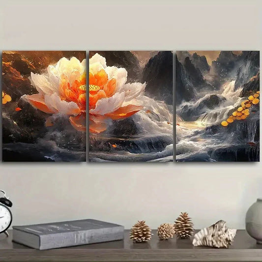 3pcs Giant peony Art Painting Metal Print Ready to Hang Art