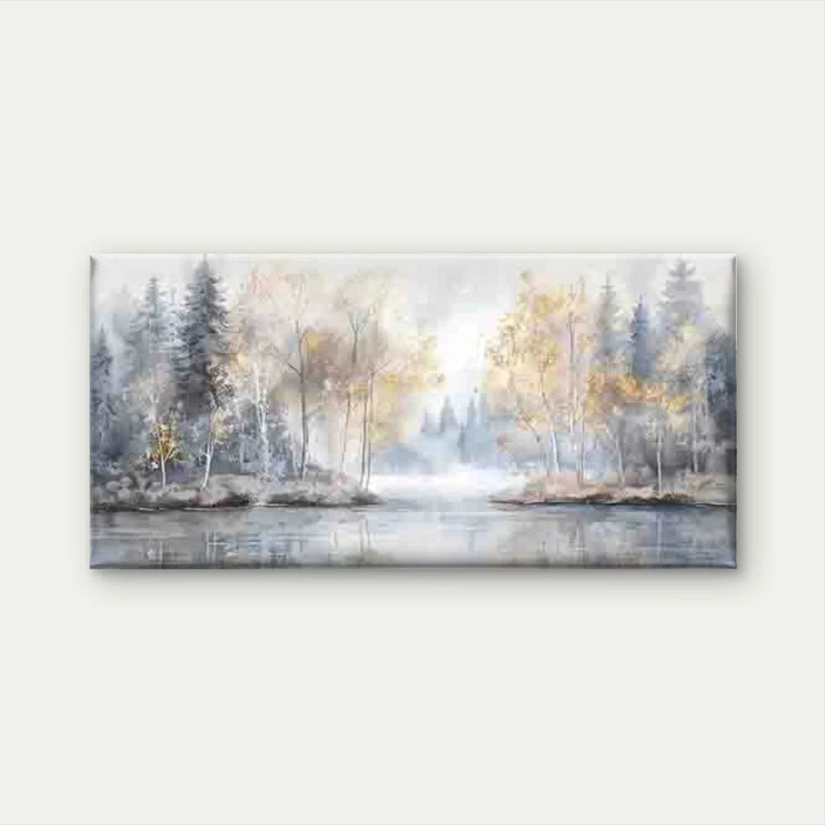 Abstract Forest River Wall Art Canvas Office Home Room Framed 80x45cm