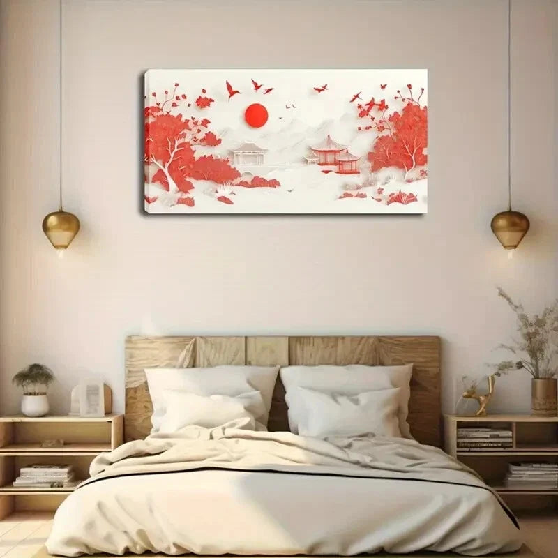 Sun High Suspension Pavilion Wall Art Canvas Office Home Room Framed 120x60cm