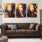 3pcs Human Face in Bold Orange & Blue Perfect Wall Art Set Canvas Framed 40x60cm - High Quality Print 100% Australian Made Wall Canvas Ready to Hang