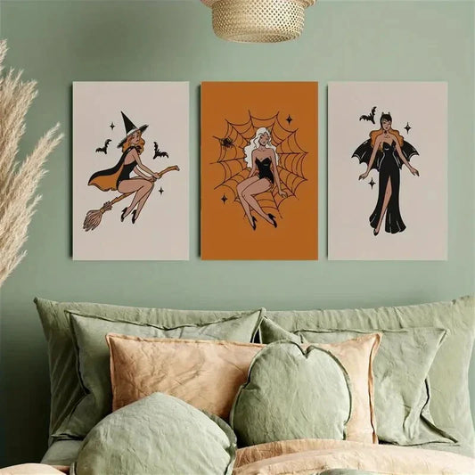 3pcs Medieval Modern Witch Metal Print Ready to Hang Art