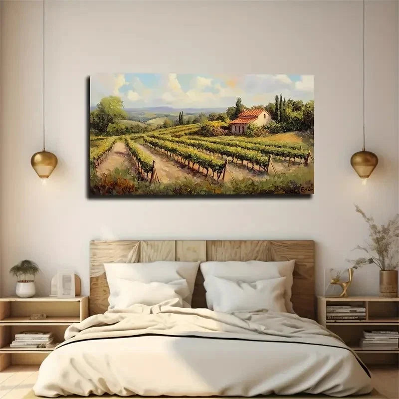 Vineyard Spring & Winter Wall Art Canvas Office Home Room Framed 120x60cm