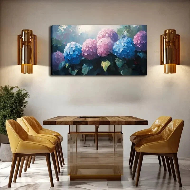 Hydrangea Flowers Minimalist Wall Art Canvas Office Home Room Framed 120x60cm