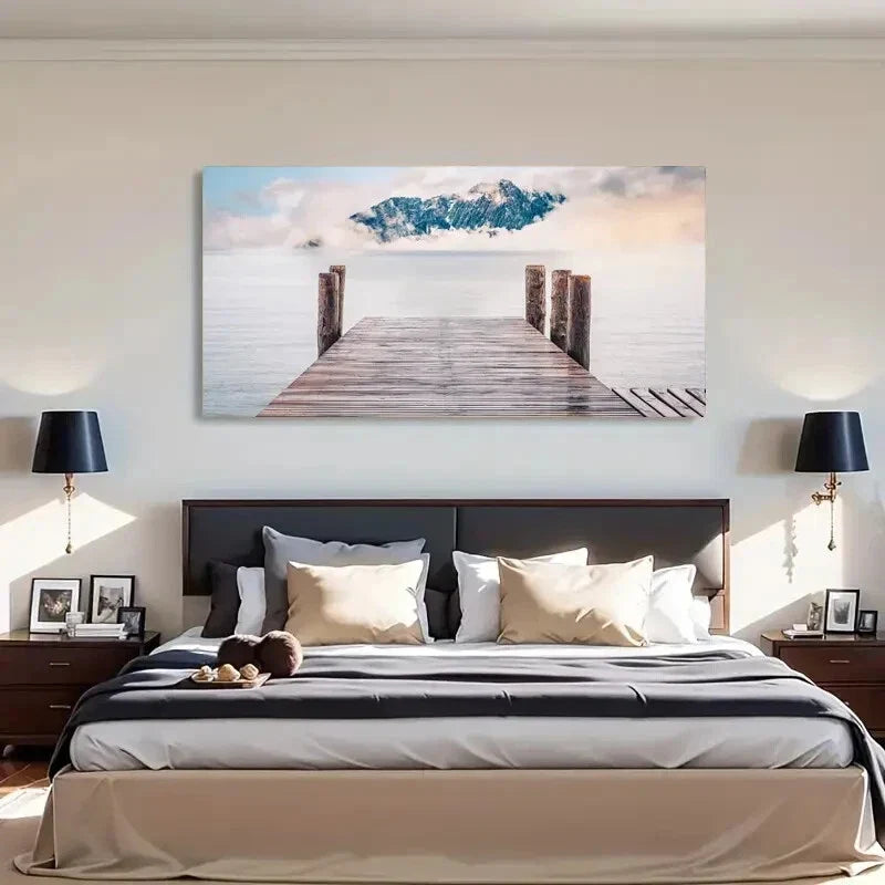 Seaside Deco Retro Water Deck Wall Art Canvas Office Home Room Framed 120x60cm