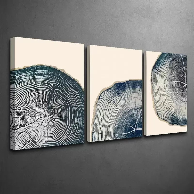 3pcs Cross Section Of A Tree Trunk Texture Canvas Framed 40x60cm - High Quality Print 100% Australian Made Wall Canvas Ready to Hang