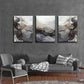 3pcs s Black and Golden, Fluid Lines Metal Print Ready to Hang Art
