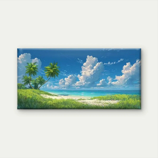Palm Trees & Sandy Shore Wall Art Canvas Office Home Room Framed 120x60cm