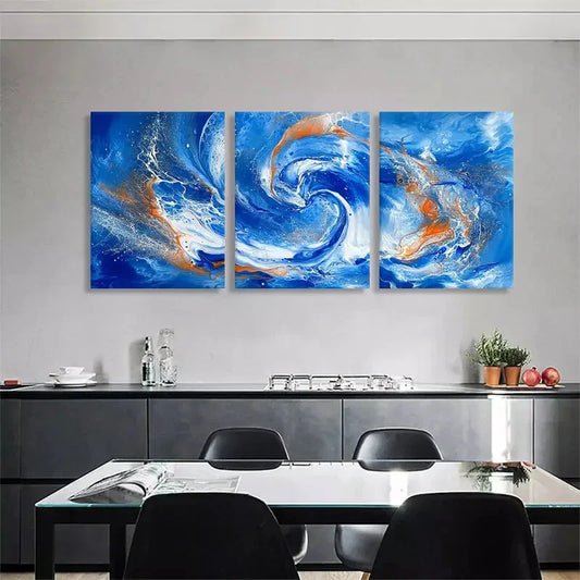 3pcs Abstract Ocean Wave Nature Scene Perfect Wall Art Set Canvas Framed 40x60cm - High Quality Print 100% Australian Made Wall Canvas Ready to Hang