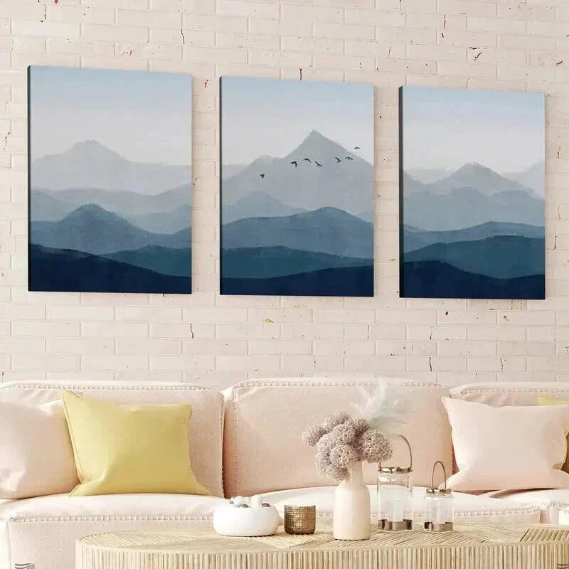 3pcs Abstract Nature Landscape Mountain Birds Wall Art Set Canvas Framed 40x60cm - High Quality Print 100% Australian Made Wall Canvas Ready to Hang