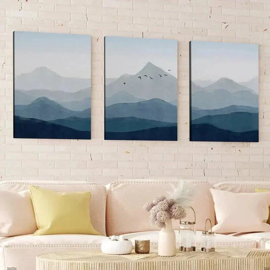 3pcs Abstract Nature Landscape Mountain Birds Wall Art Set Canvas Framed 40x60cm - High Quality Print 100% Australian Made Wall Canvas Ready to Hang