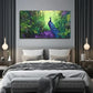 Vibrant Peacock In Green Forest Wall Art Canvas Office Home Room Framed 80x45cm
