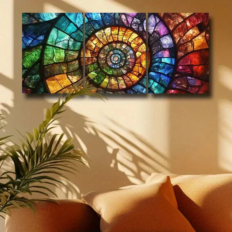 3pcs Splicing Vortex Design Metal Print Ready to Hang Art