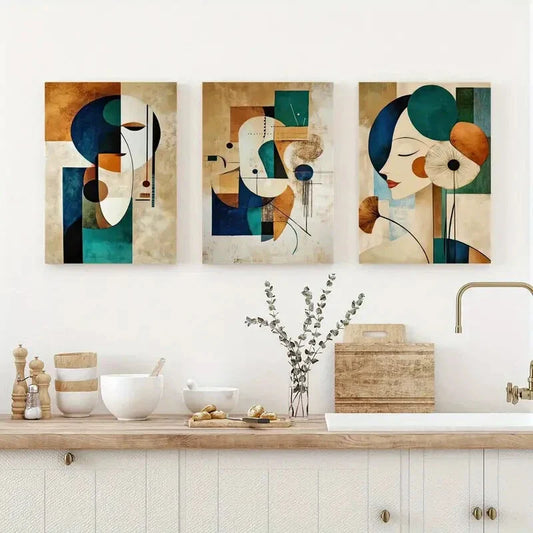 3pcs Modern Creative Abstract Metal Print Ready to Hang Art