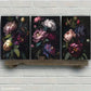 3pcs Floral Art on Dark Background Vintage Metal Print Ready to Hang Art