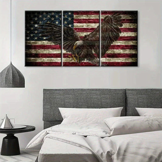 3pcs Bald Flags Rustic American Metal Print Ready to Hang Art