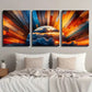 3pcs Cloudy Sunrise and Sunlight in the Sky Wall Art Set Canvas Framed 40x60cm - High Quality Print 100% Australian Made Wall Canvas Ready to Hang
