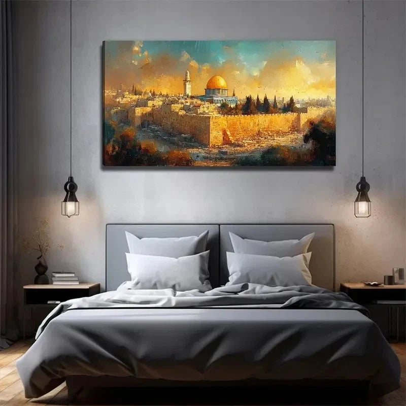 Golden Is A Building Suitable Wall Art Canvas Office Home Room Framed 120x60cm