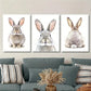 3pcs  cute bunny, rabbit animal nordic Wall Art Set Canvas Framed 40x60cm - High Quality Print 100% Australian Made Wall Canvas Ready to Hang