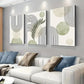 3pcs Abstract Sage Green Geometric Line Wall Art Set Canvas Framed 40x60cm - High Quality Print 100% Australian Made Wall Canvas Ready to Hang