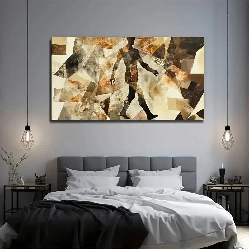 Walking Person Modern Wall Art Canvas Office Home Room Framed 120x60cm