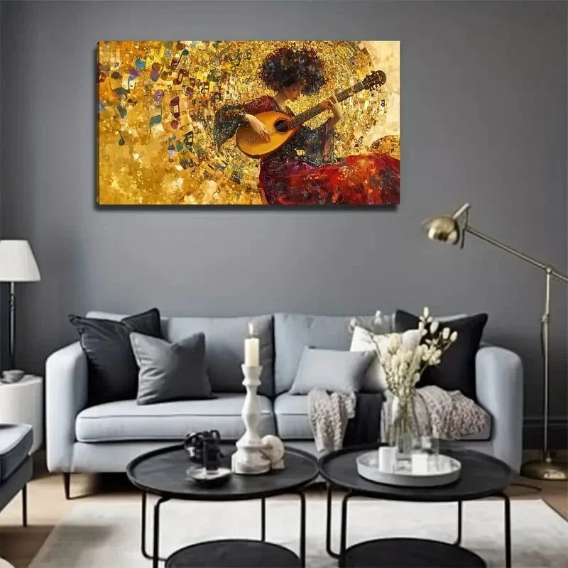 Talk Guitar People Suitable Wall Art Canvas Office Home Room Framed 120x60cm