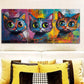 3pcs Colorful Cats Wall Art Set Canvas Framed 40x60cm - High Quality Print 100% Australian Made Wall Canvas Ready to Hang