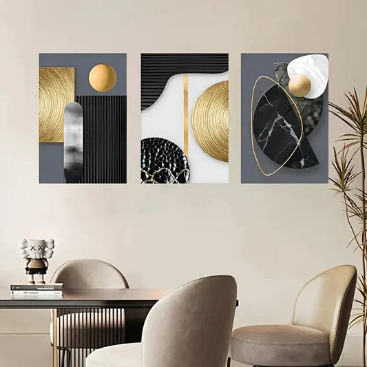 3pcs Modern Style Transverse Orientation Metal Print Ready to Hang Art